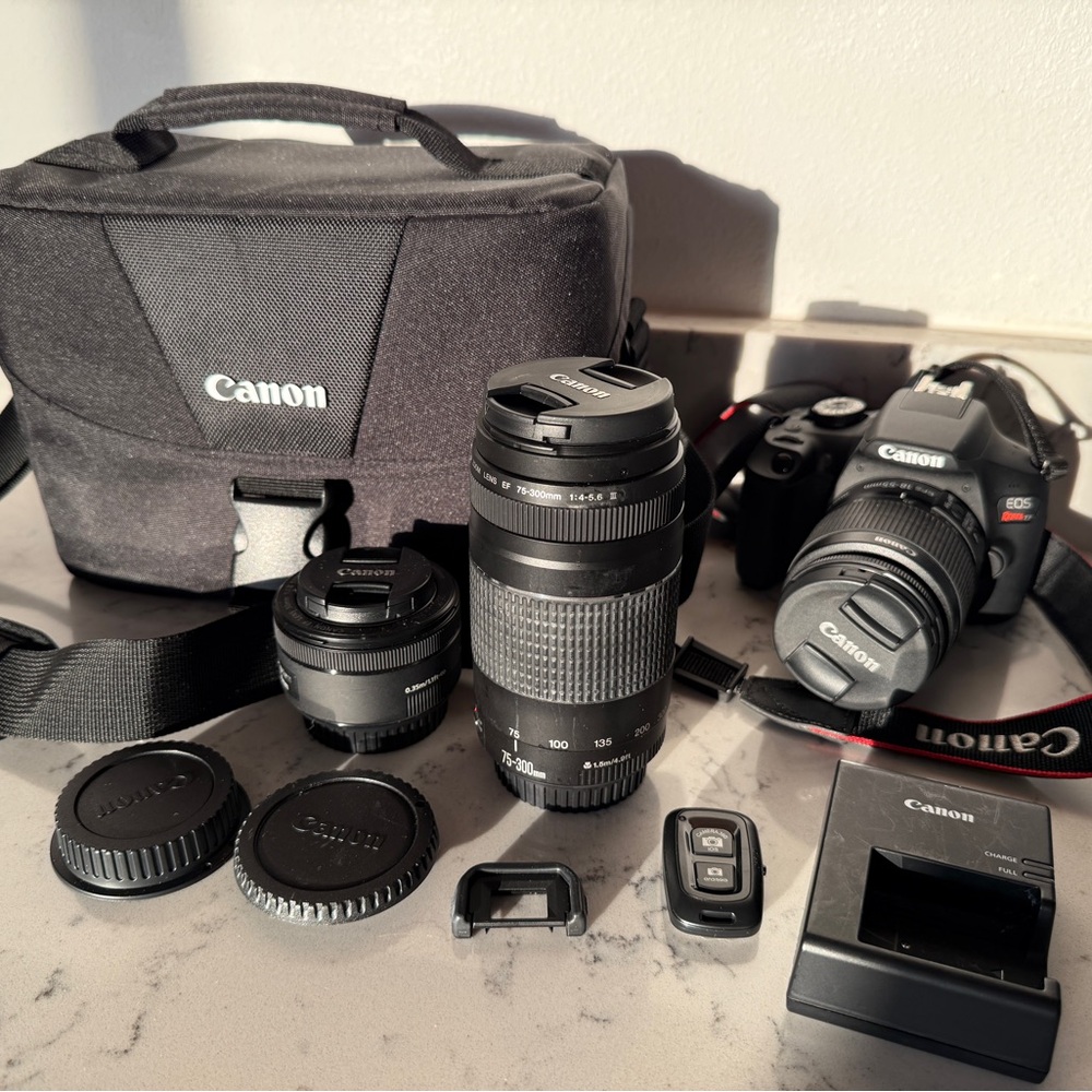 Canon Black Camera Kit with Accessories EOS Rebel T7